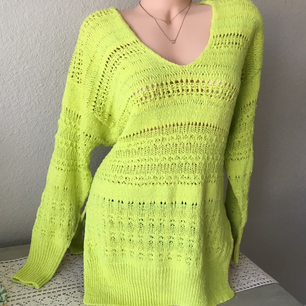 FREE PEOPLE Hot Tropics Sweater - Limelight